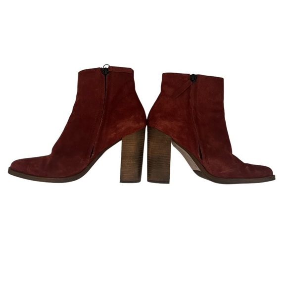 Freda Salvador Luck Suede Block Ankle Heel Boots, Brick Red, Size 6.5 - Picture 10 of 16